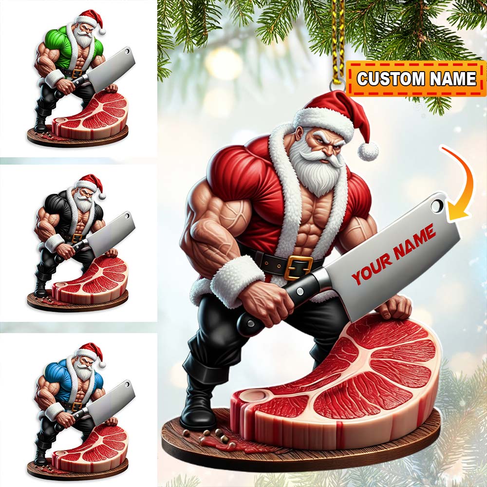 Christmas Butcher Santa Home Decor, Christmas Ornament, Personalized Ornament