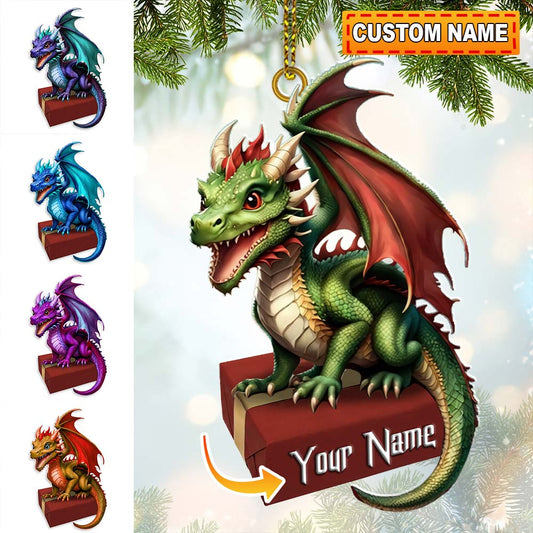 Custom Name Dragon Ornament, Christmas Gift for Dragon Lover