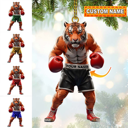 Custom Name Tiger Boxing Ornament, Boxing Christmas Gift Decoration