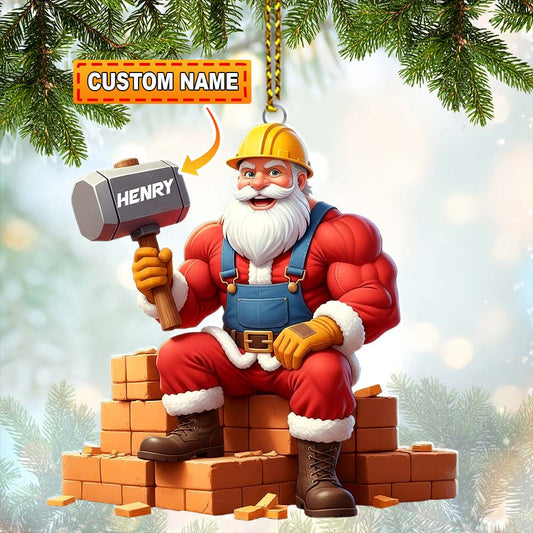 Christmas Santa Bricklayer, Home Decor, Christmas Ornament, Personalized Ornament