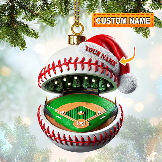 Custom Name Baseball Ornament, Christmas Gift for Baseball Lover