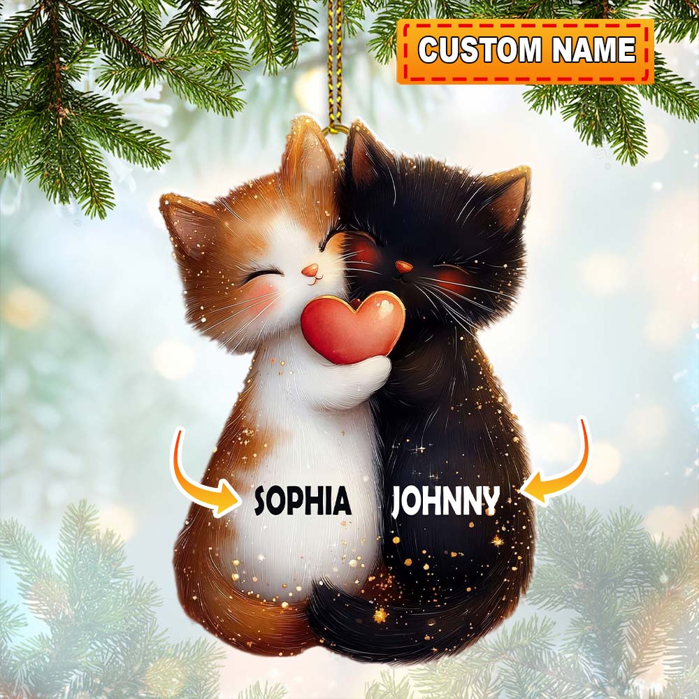 Custom Name Couple Cat Ornament, Couple Christmas Gift