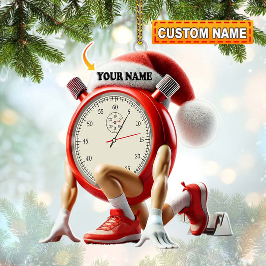 Custom Name Stopwatch Ornament, Christmas Gift for Sport Lover