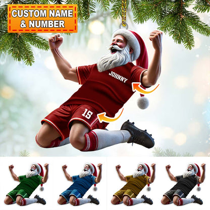 Custom Name and Number Soccer Santa Ornament, Soccer Christmas Gift