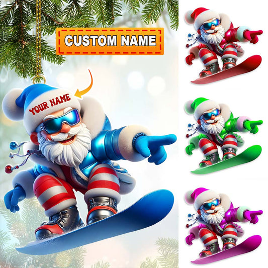 Santa Skiing, Home Decor, Christmas Ornament, Personalized Ornament