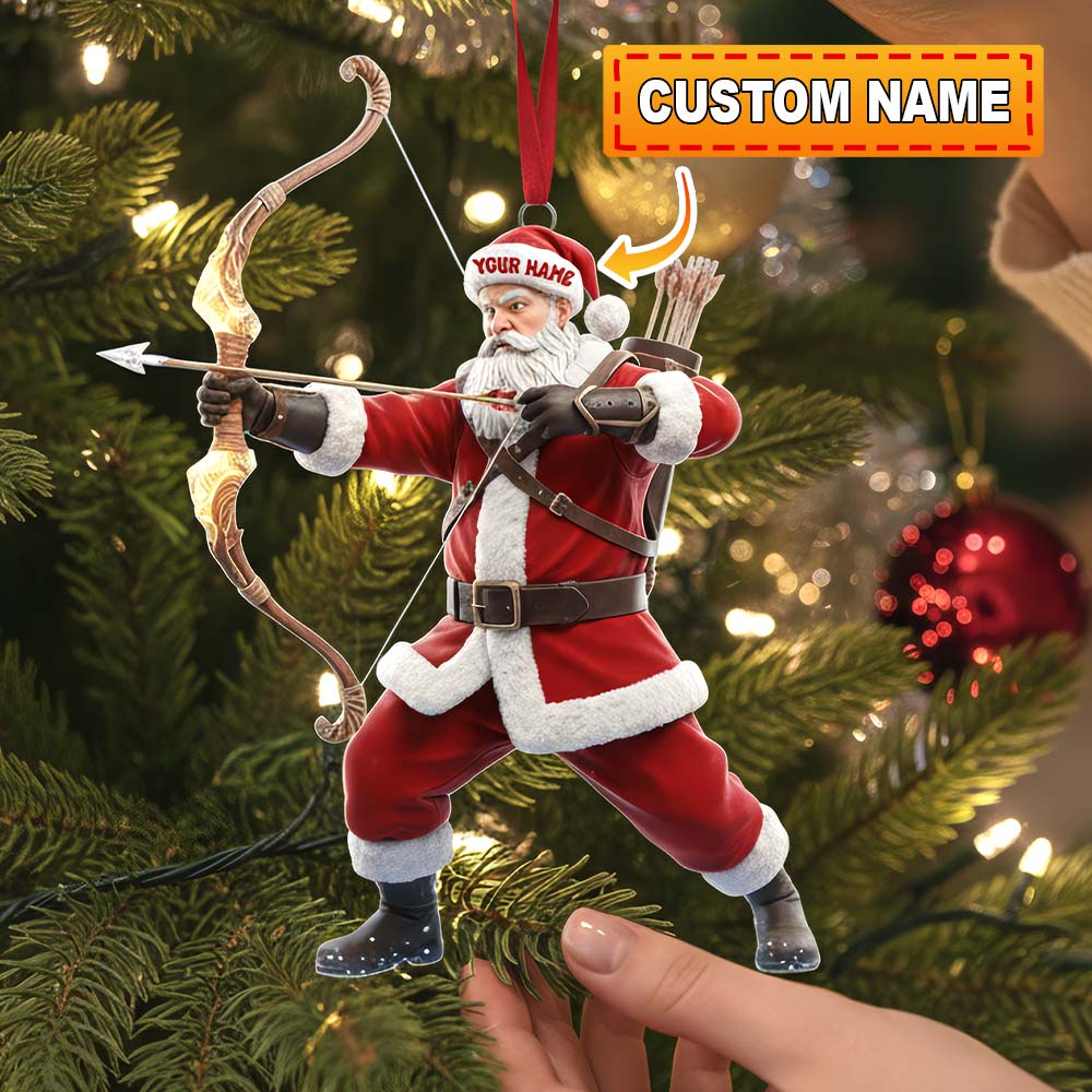 Christmas Archery Santa Home Decor, Christmas Ornament, Personalized Ornament