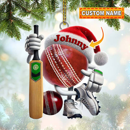 Custom Name Cricket Ball Ornament, Cricket Ball Lover Christmas Gift