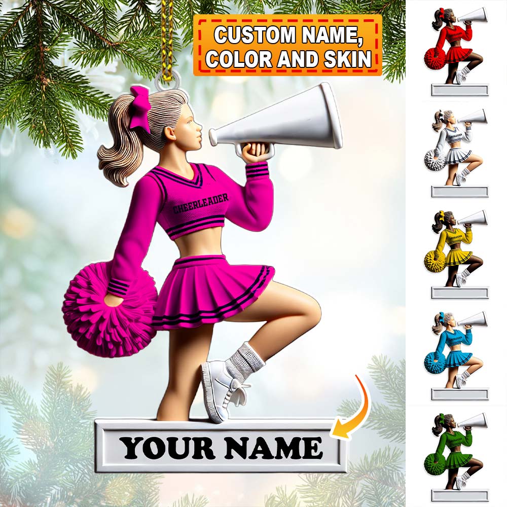 Custom Name Cheerleader Ornament, Cheerleader Christmas Gift