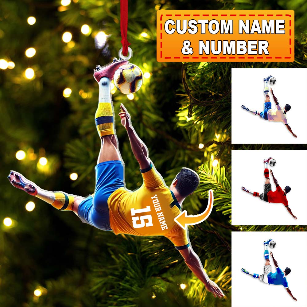 Custom Name and Number Soccer Ornament, Soccer Christmas Gift