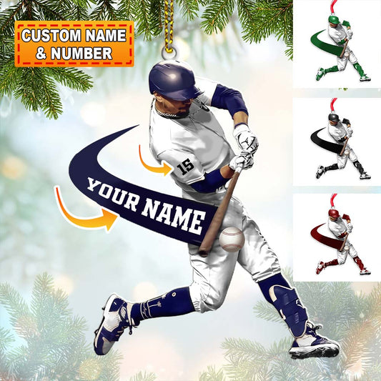 Custom Name Baseball Ornament, Christmas Gift for Baseball Lover