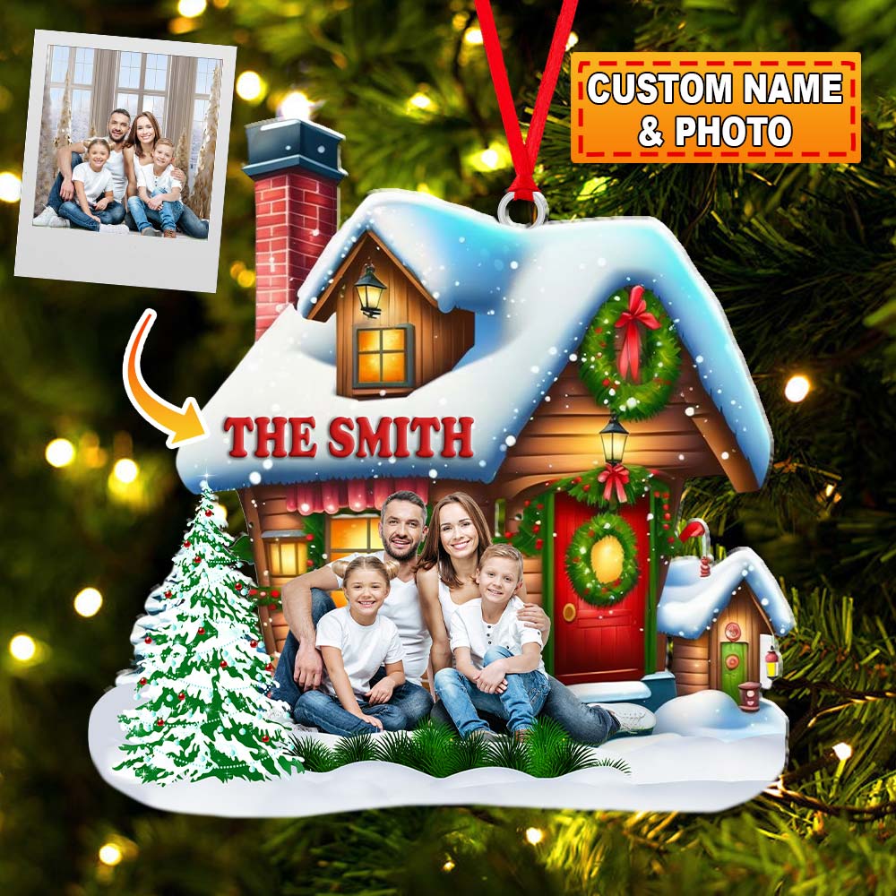 Custom Name and Photo Family Ornament, Family Christmas Decoration