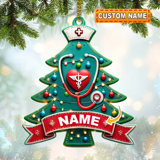 Custom Name Nurse Ornament, Christmas Gift for Nurses