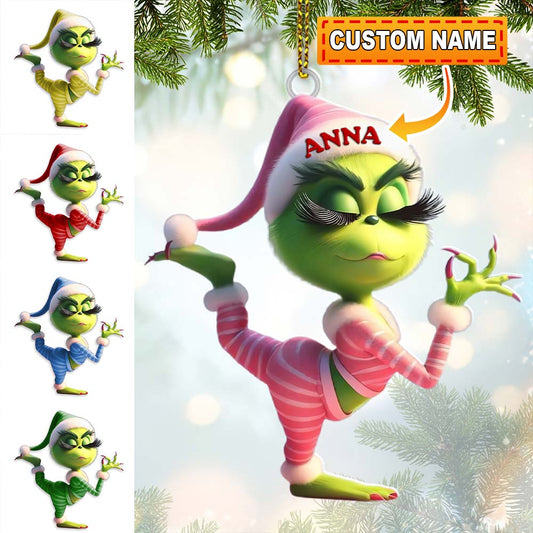 Custom Name Grinch Ornament, Christmas Gift Decoration