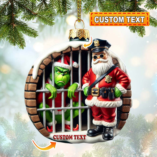 Custom Name Santa and Grinch Ornament, Christmas Gift Decoration