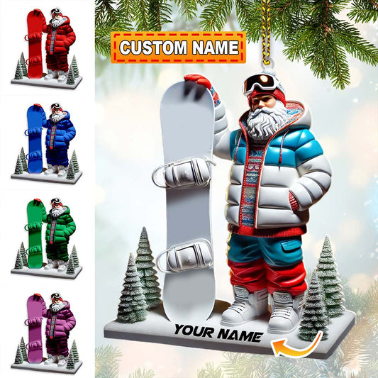 Custom Name Santa Snow Ornament, Santa Christmas Gift Decoration