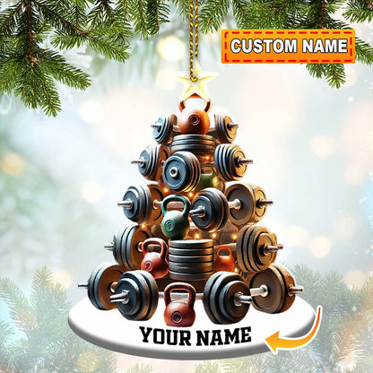 Custom Name Gym Work Out Ornament, Gymnastics Christmas Gift