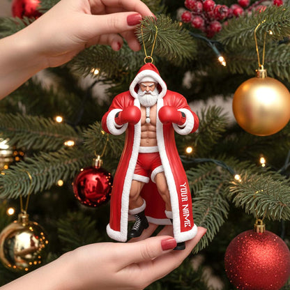 Boxing Santa, Home Decor, Christmas Ornament, Personalized Ornament