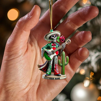 Skull Musican Home Decor Christmas Ornament, Personalized Ornament