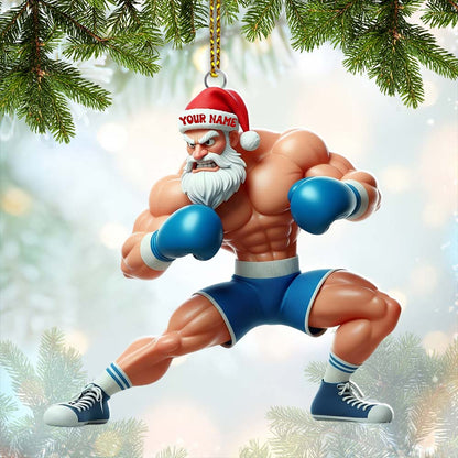 Boxing Santa, Home Decor, Christmas Ornament, Personalized Ornament