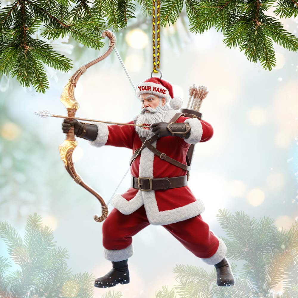 Christmas Archery Santa Home Decor, Christmas Ornament, Personalized Ornament