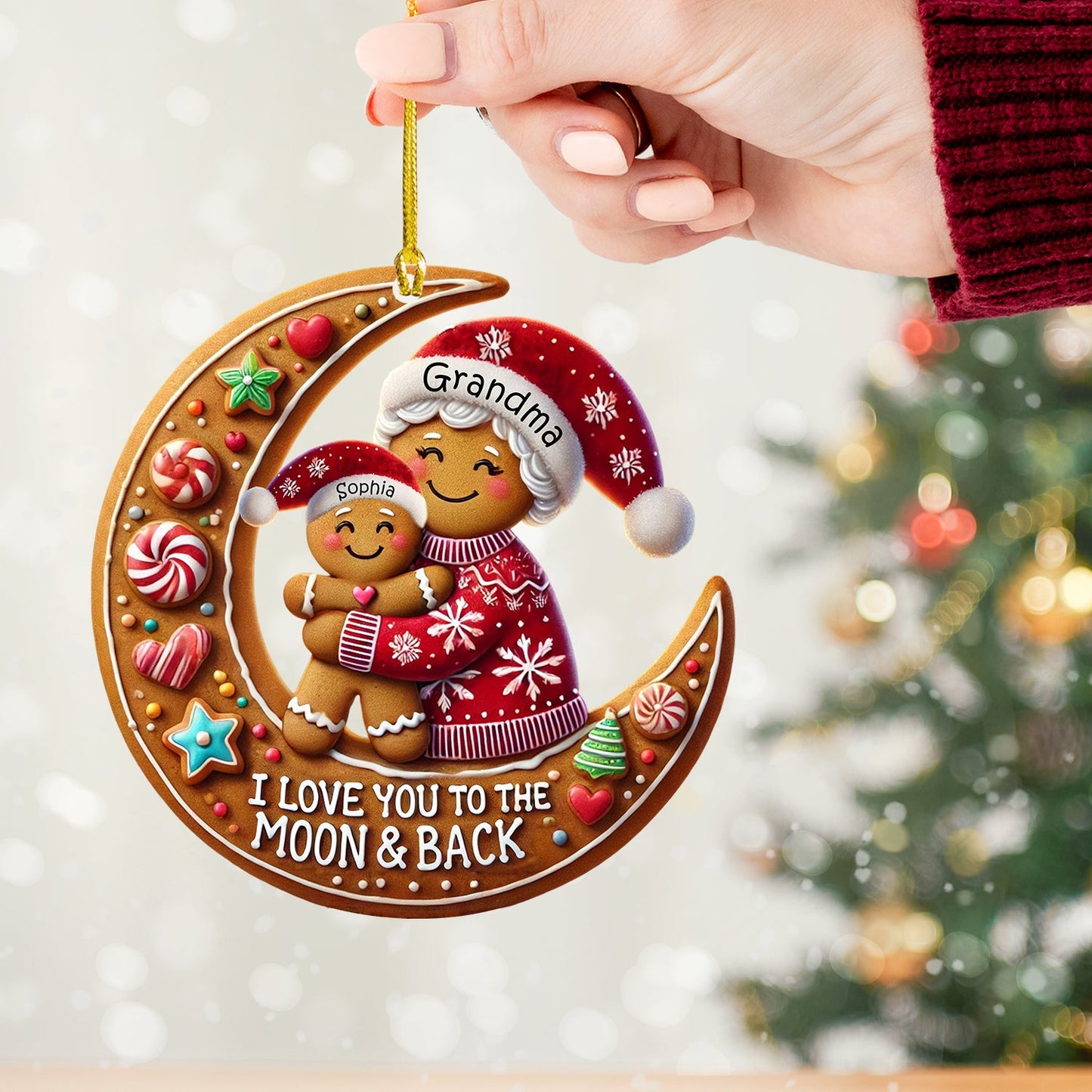 I Love You To The Moon And Back Home Decor Christmas Ornament, Personalized Ornament