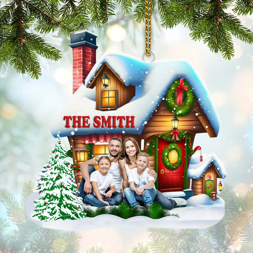 Custom Name and Photo Family Ornament, Family Christmas Decoration