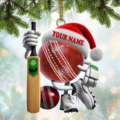 Custom Name Cricket Ball Ornament, Cricket Ball Lover Christmas Gift