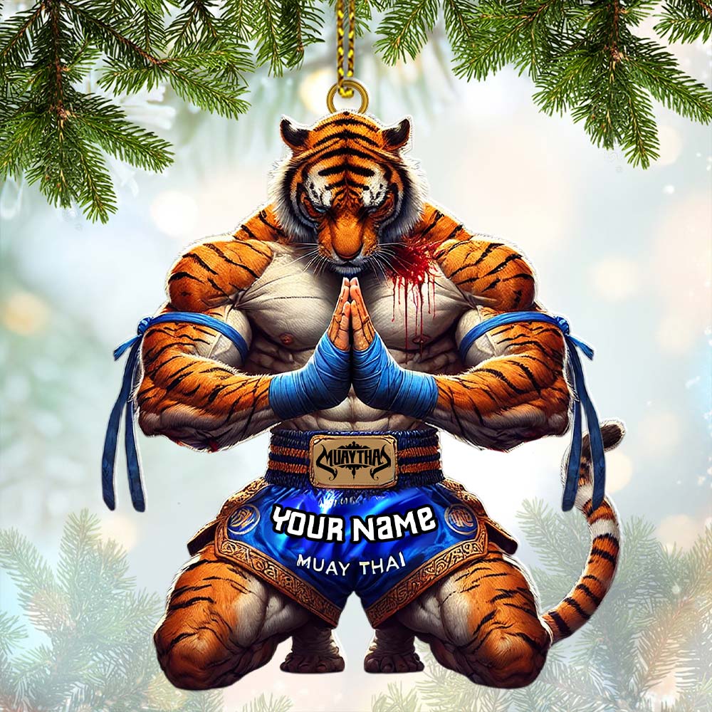 Custom Name Muay Thai Ornament, Christmas Gift for Muay Thai Lover