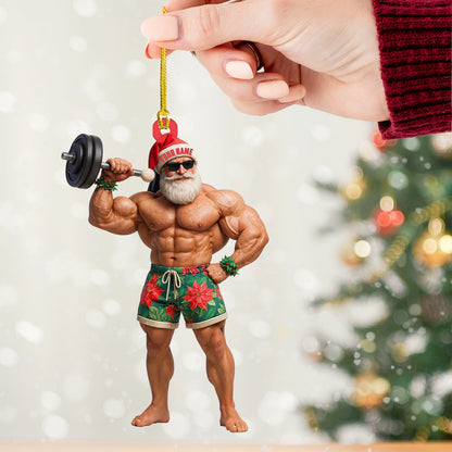Weightlifting Santa, Home Decor, Christmas Ornament, Personalized Ornament