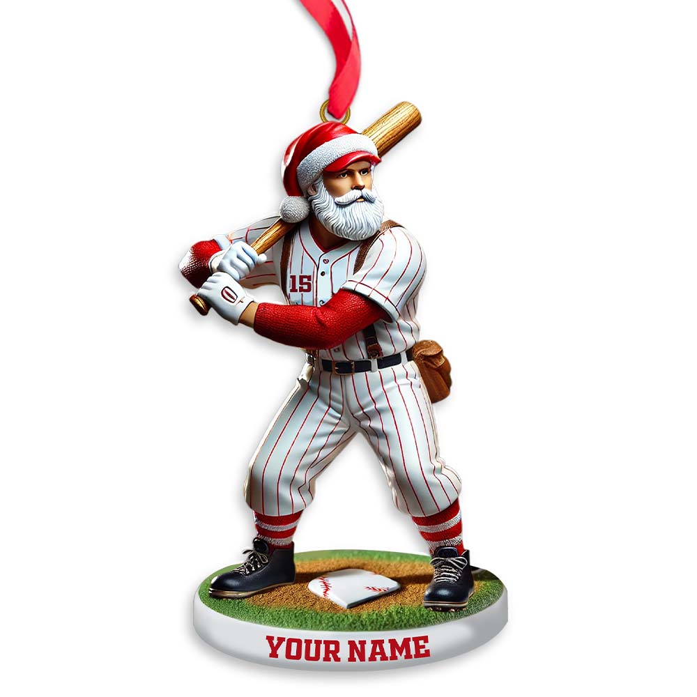 Custom Name and Number Baseball Ornament, Baseball Christmas Gift