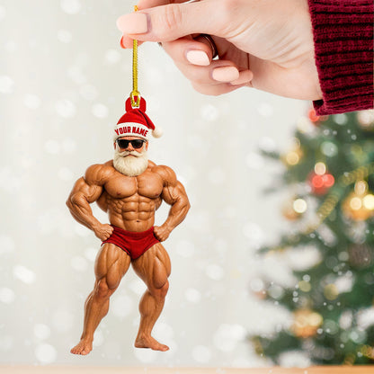 Bodybuilder Santa, Home Decor, Christmas Ornament, Personalized Ornament