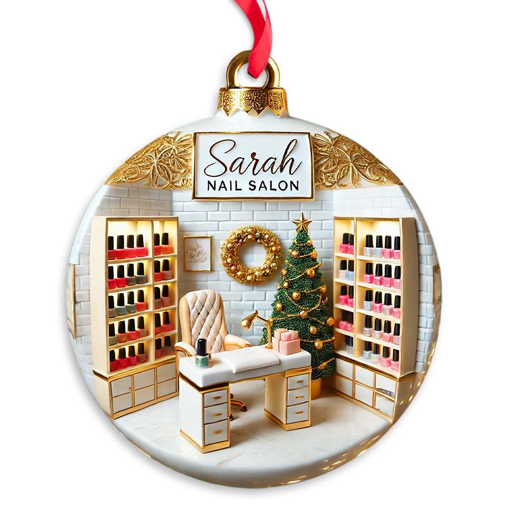 Custom Name Nail Salon Ornament, Nail Salon Christmas Decoration