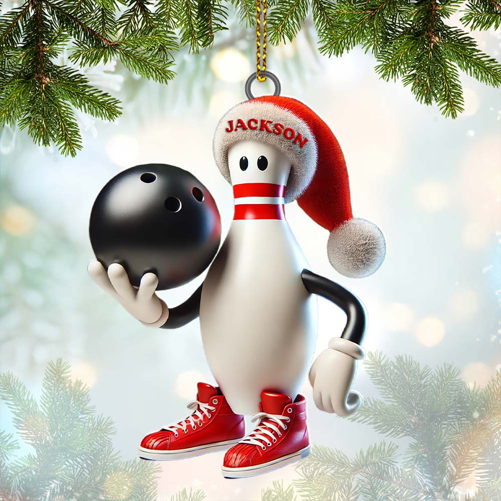 Custom Name Bowling Christmas Ornament, Bowling Lover Christmas Gift