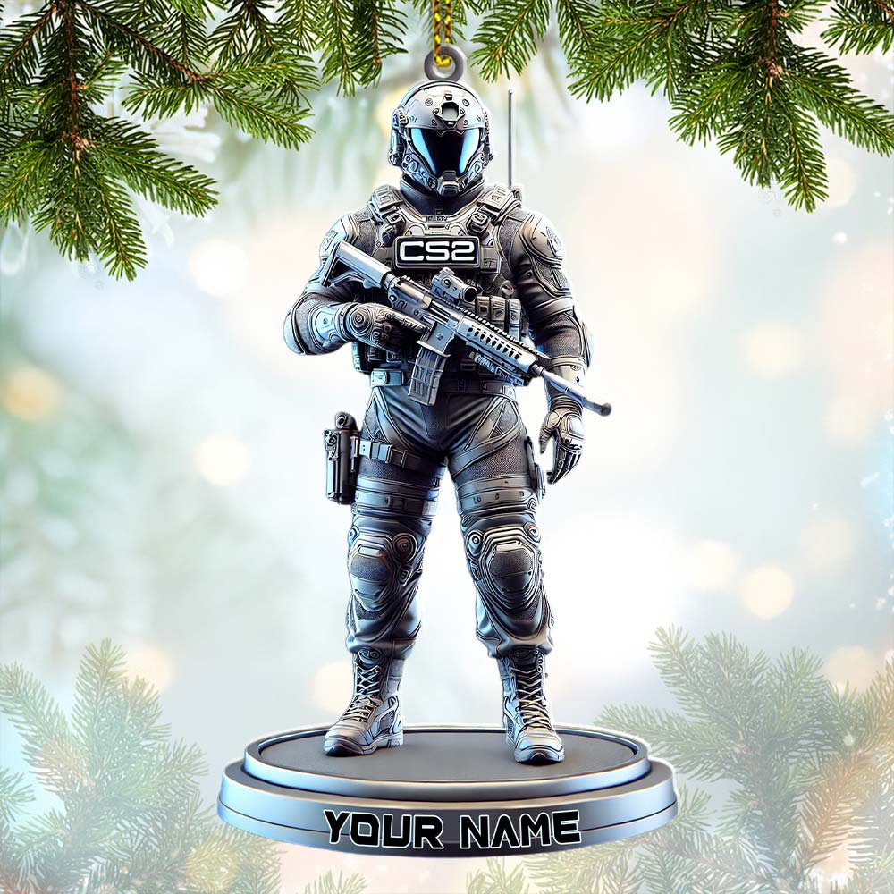 Custom Name Counter Strike Game Ornament, Christmas Gift for Gamer