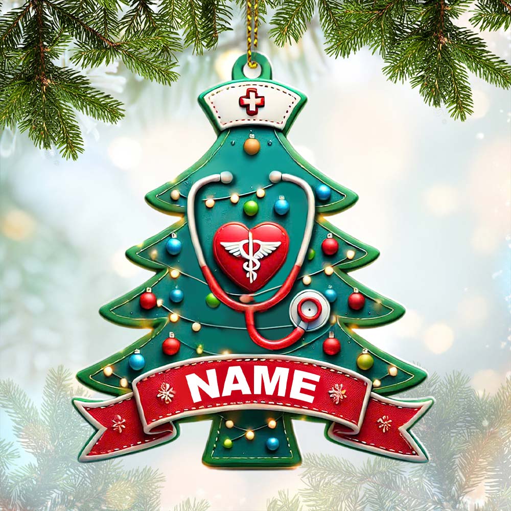 Custom Name Nurse Ornament, Christmas Gift for Nurses
