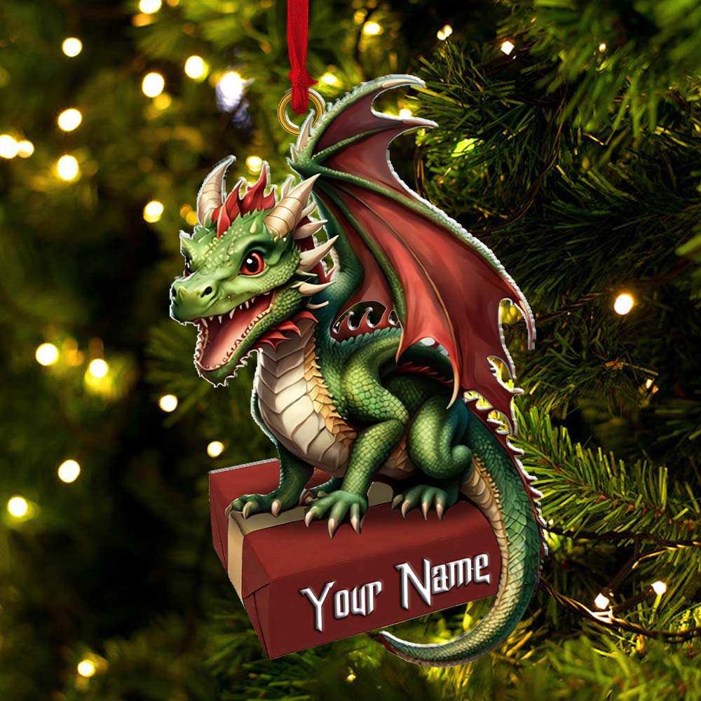 Custom Name Dragon Ornament, Christmas Gift for Dragon Lover