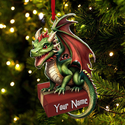 Custom Name Dragon Ornament, Christmas Gift for Dragon Lover