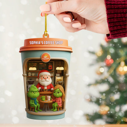 Christmas Coffee Shop, Home Decor, Christmas Ornament, Personalized Ornament