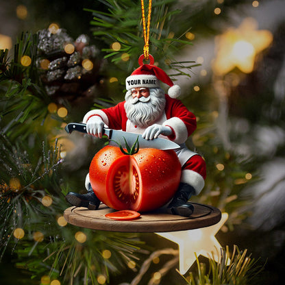 Chef Santa Home Decor Christmas Ornament, Personalized Ornament