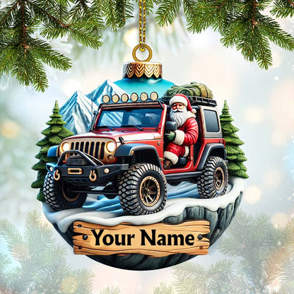 Custom Name Santa Ride Ornament, Santa Christmas Gift