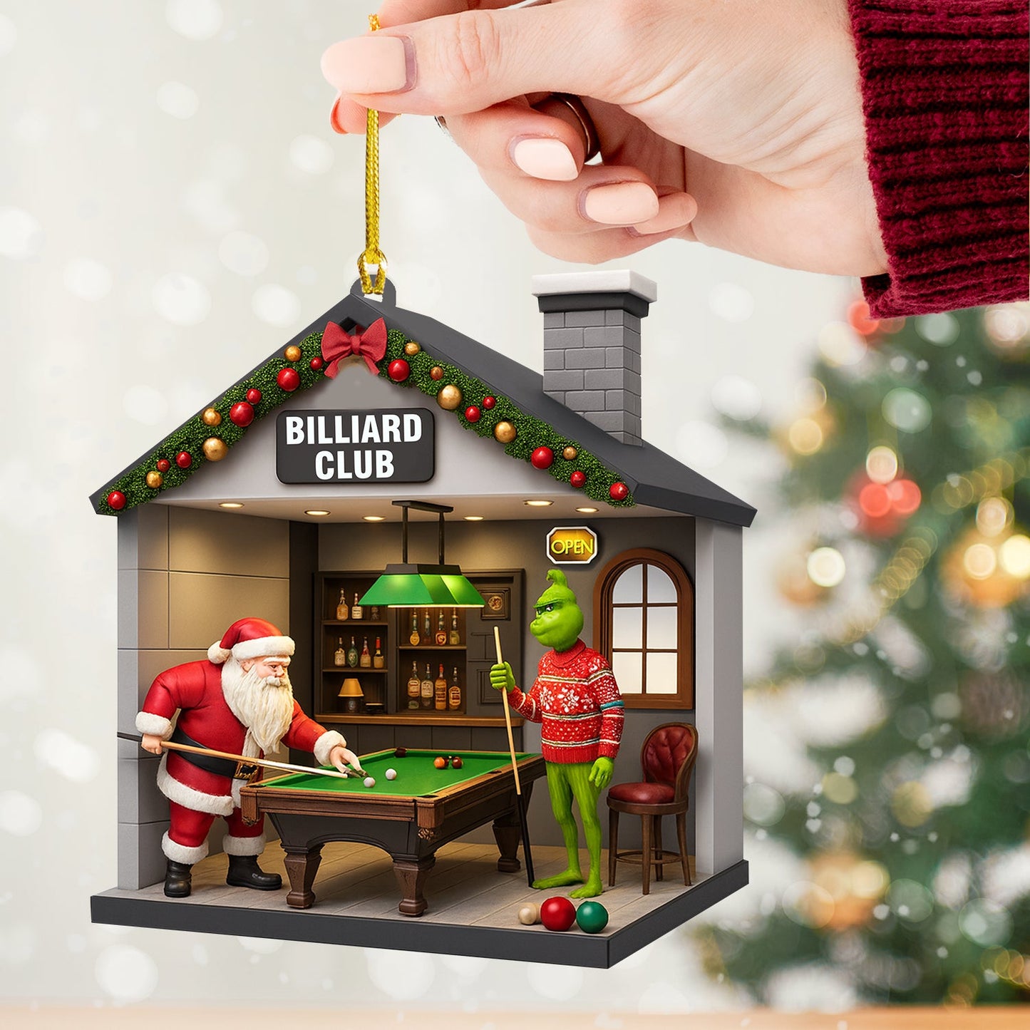 Christmas Billiard Lover, Home Decor, Christmas Ornament, Personalized Ornament