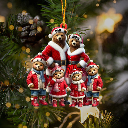 Bear Family Home Decor Christmas Ornament, Personalized Ornament