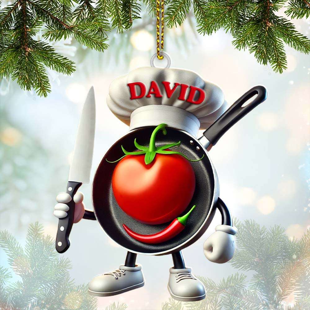 Custom Name Chef Ornament, Chef Christmas Gift