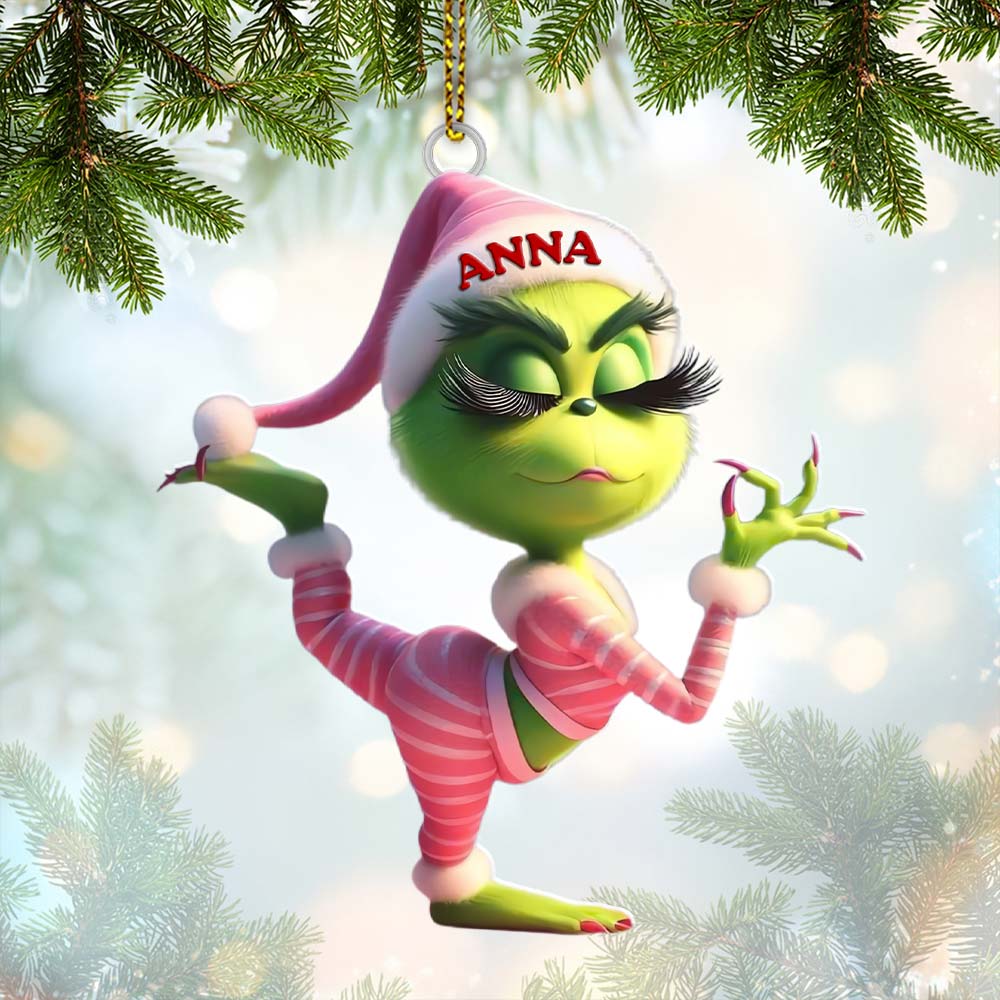 Custom Name Grinch Ornament, Christmas Gift Decoration