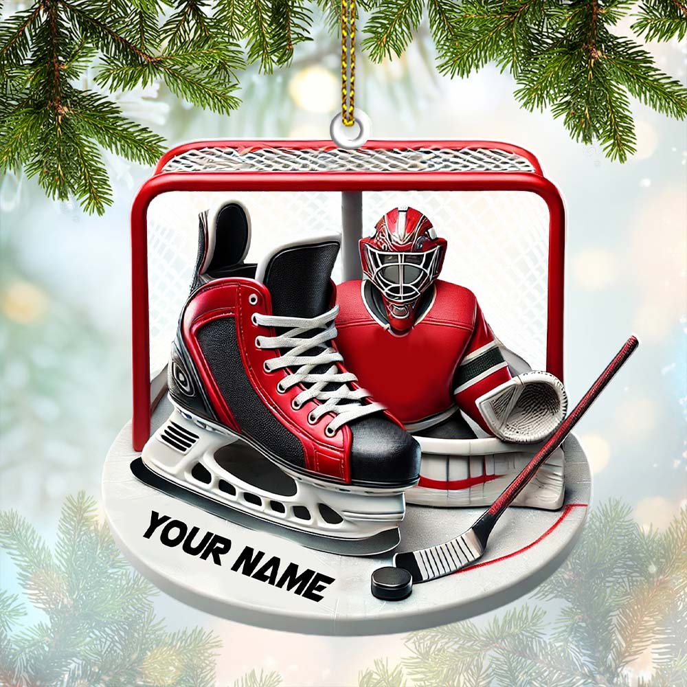 Custom Name Ice Hockey Ornament, Christmas Gift Decoration