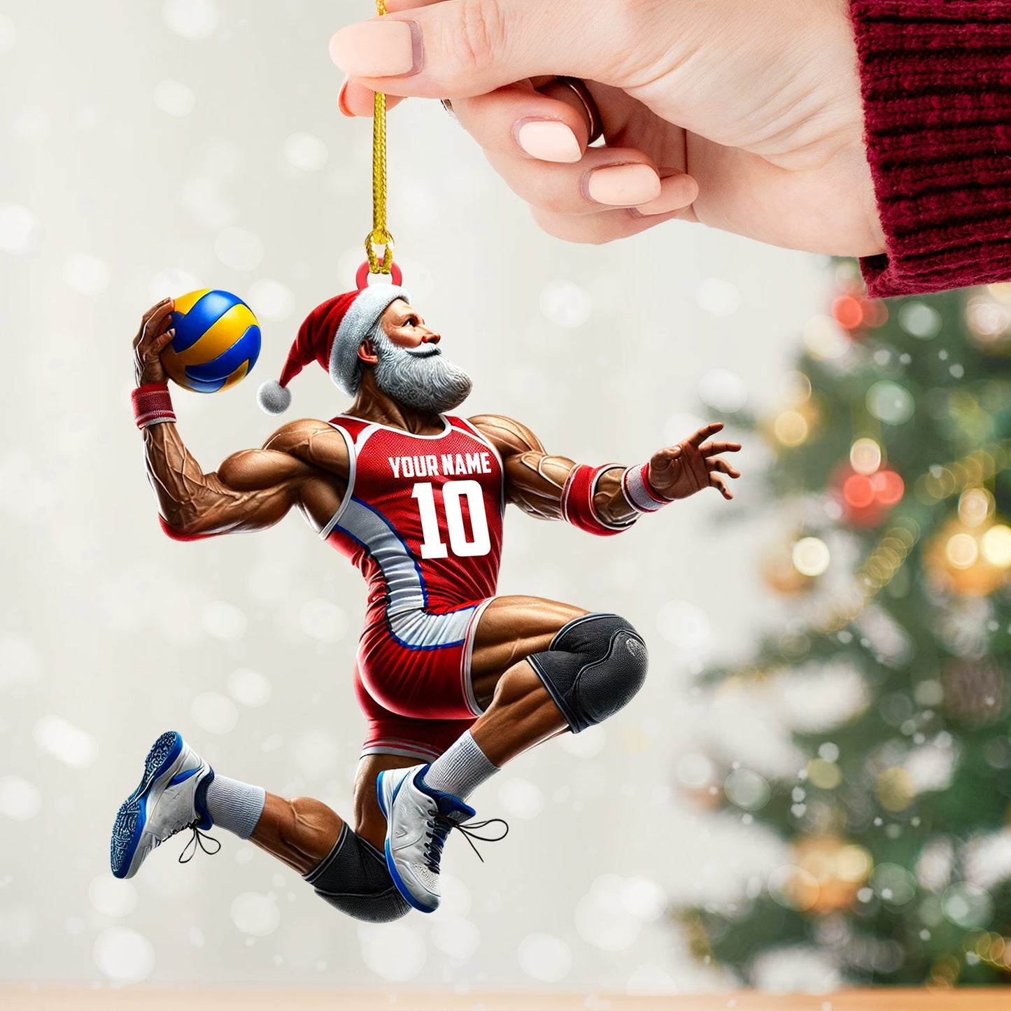 Volleyball Santa Home Decor Christmas Ornament, Personalized Ornament
