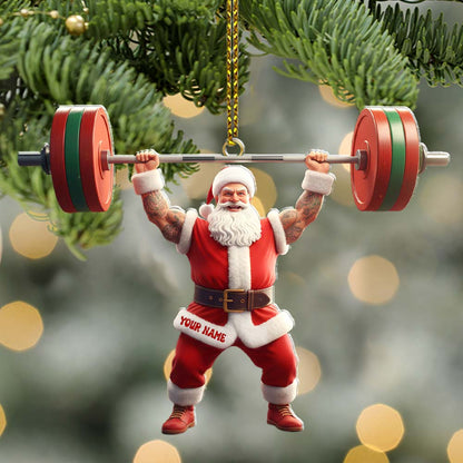 Weightlifting Santa Christmas, Home Decor, Christmas Ornament, Personalized Ornament