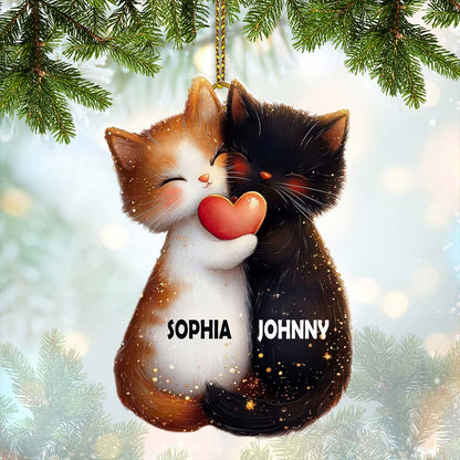Custom Name Couple Cat Ornament, Couple Christmas Gift