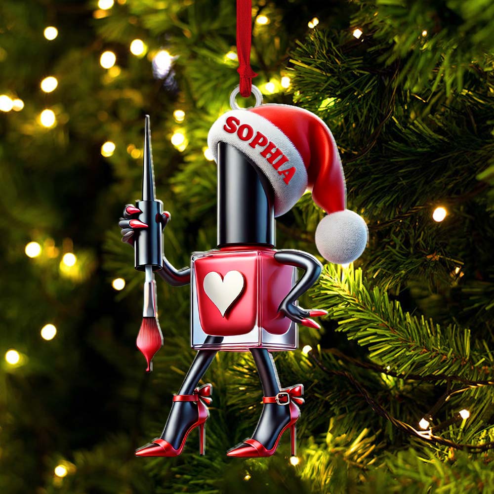 Custom Name Nail Salon Ornament, Nail Salon Christmas Decoration