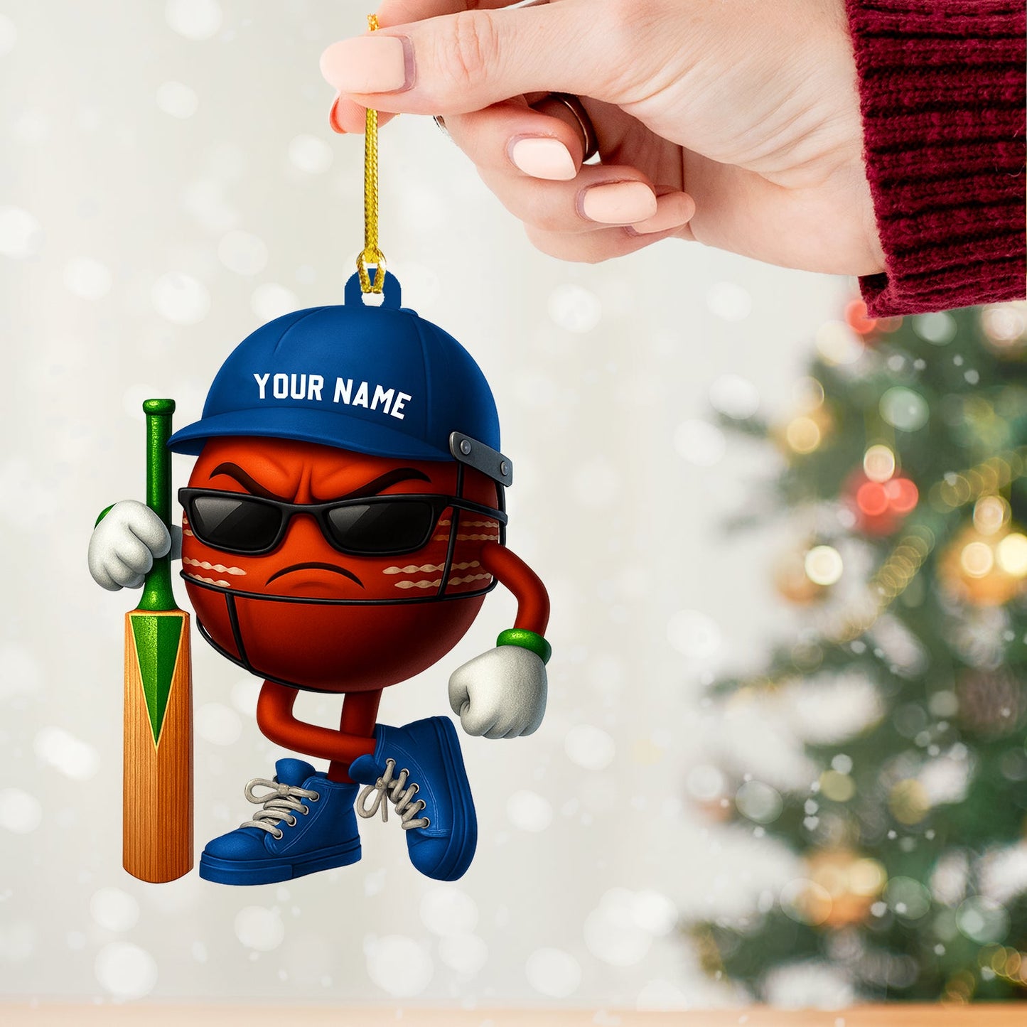 Christmas Cricket Ball, Home Decor, Christmas Ornament, Personalized Ornament